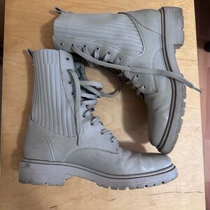 Sam Edelman Grey Leather Lydell Combat Boots | Size 7.5 US - Women’s